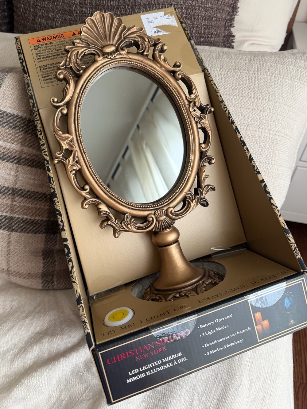 Viral Christian Siriano Ghost Mirror Metallic Gold Pedestal Mirror